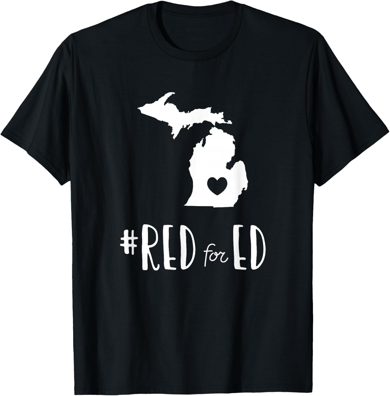 Red For Ed Michigan Teacher Public Education T-Shirt - T-Shirt | Black