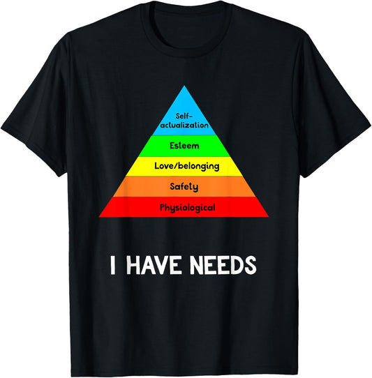 Funny Psychology Shirt Hierarchy Of Needs Psych Major Gift T-Shirt - T-Shirt | Black