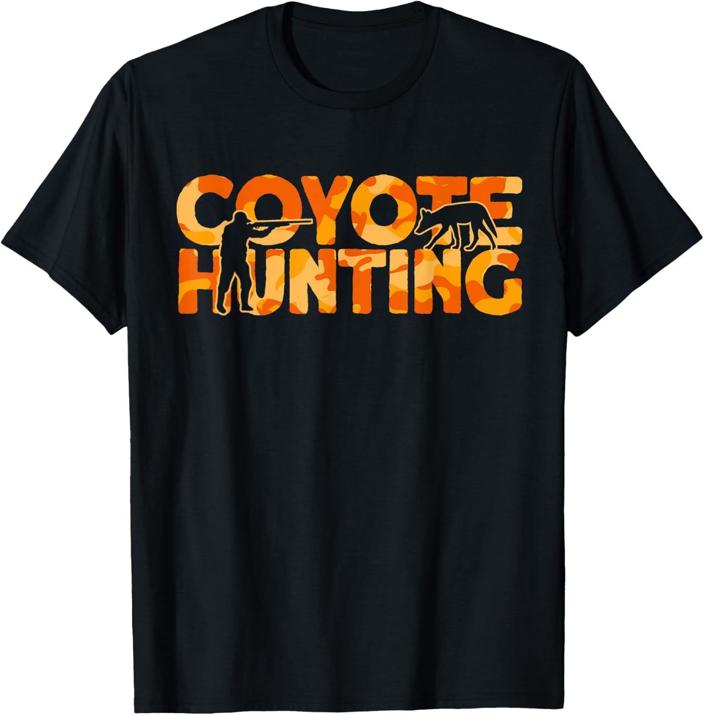 Coyote Coyote Orange Camouflage Coyote Hunting T-Shirt - T-Shirt | Black