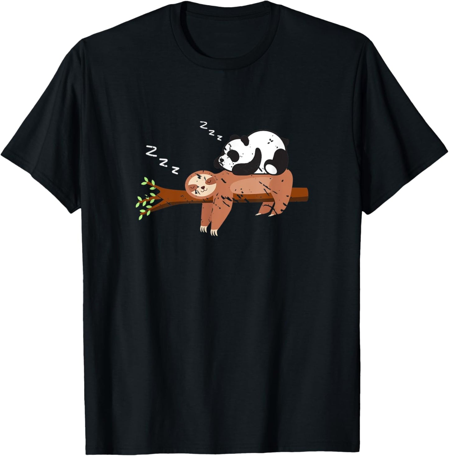 Cute Animals Gift Panda Sloth T-Shirt - T-Shirt | Black