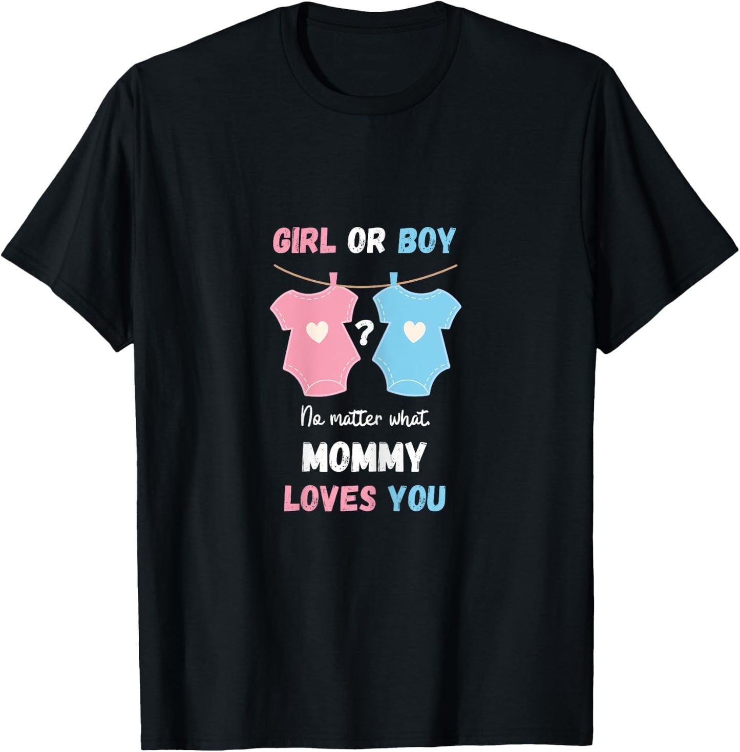 Gender reveal, pink or blue mommy to be T-Shirt - T-Shirt | Black