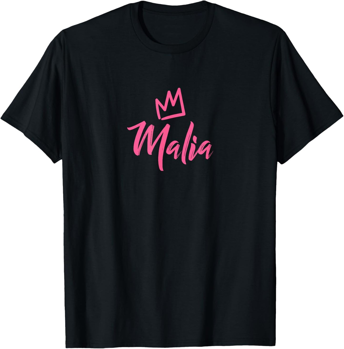 Malia the Queen / Pink Crown & Name Called Malia T-Shirt - T-Shirt | Black