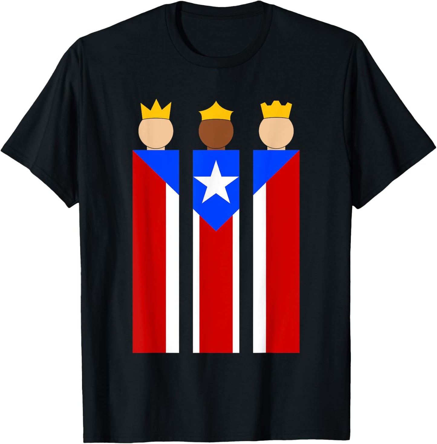Puerto Rican Three Kings Flag Reyes Magos de Puerto Rico T-Shirt - T-Shirt | Black
