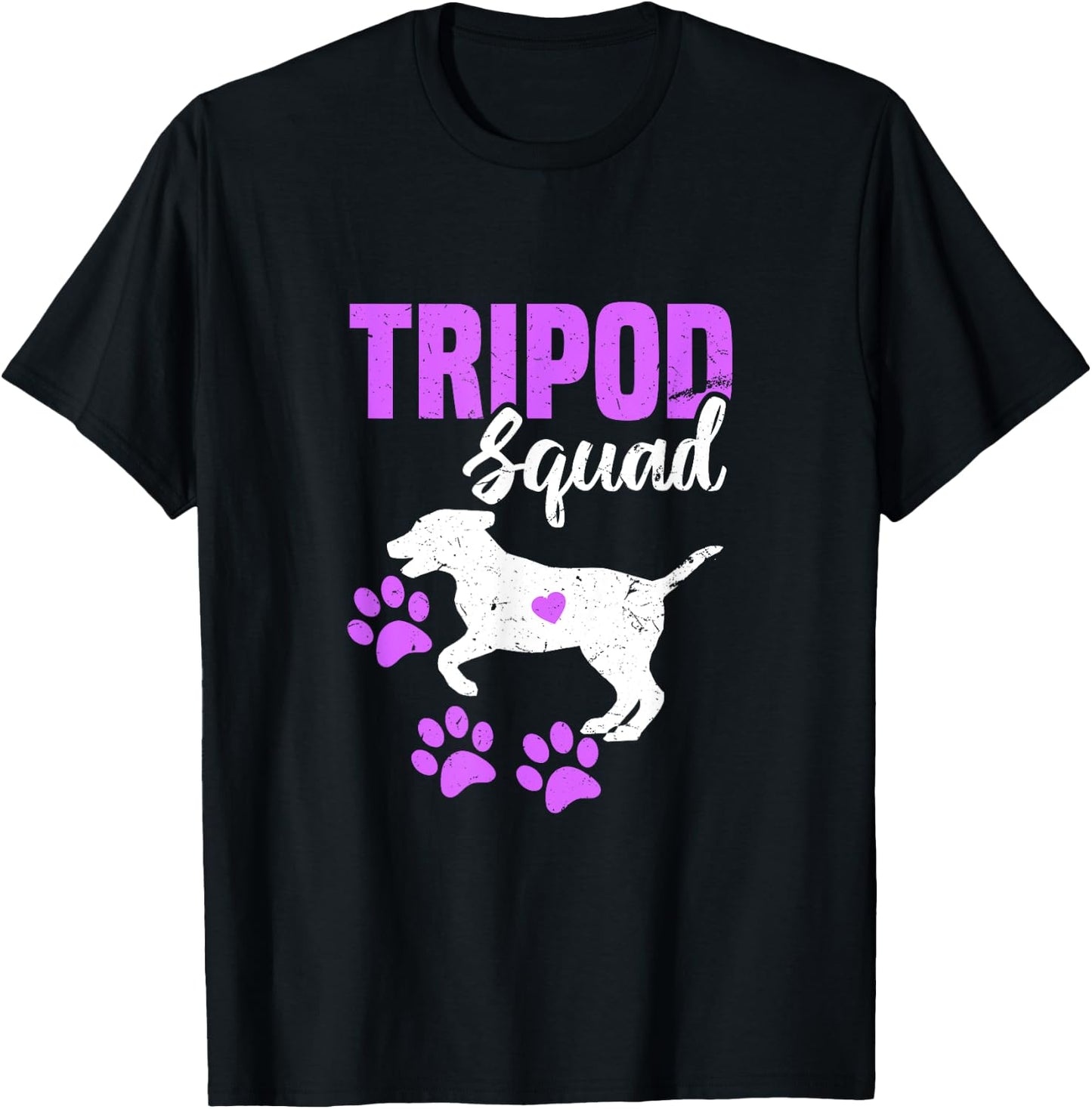 Tripod Squad | Funny Three Legged Pet Parents Support Quote T-Shirt - T-Shirt | Black