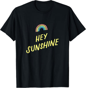 Hey Sunshine Rainbow Striped Summer Vacation Holiday Gift Women Kids T-Shirt - T-Shirt | Black