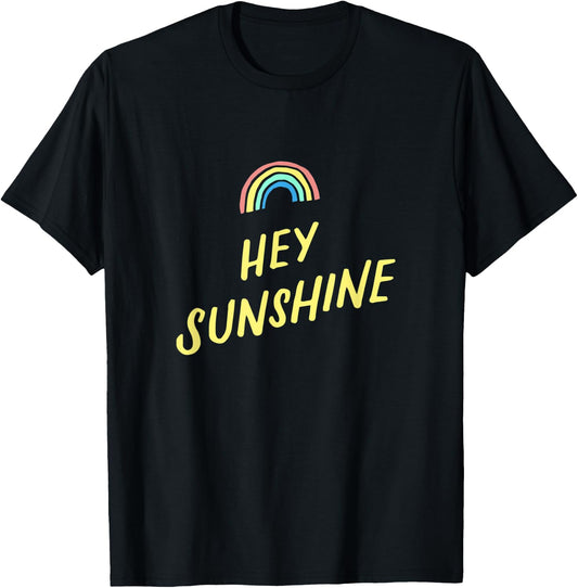 Hey Sunshine Rainbow Striped Summer Vacation Holiday Gift Women Kids T-Shirt - T-Shirt | Black