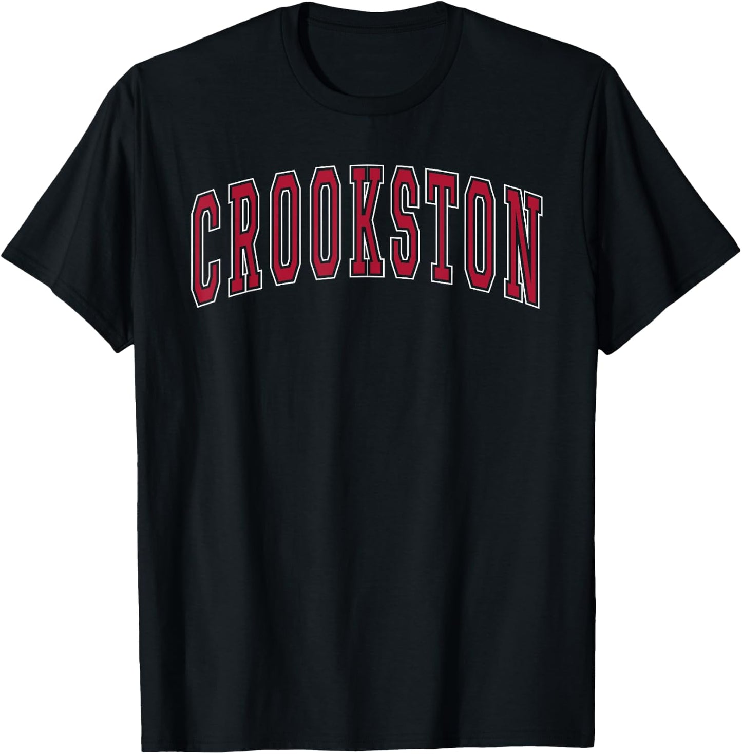 Crookston Minnesota Souvenir College Style Red Text T-Shirt - T-Shirt | Black
