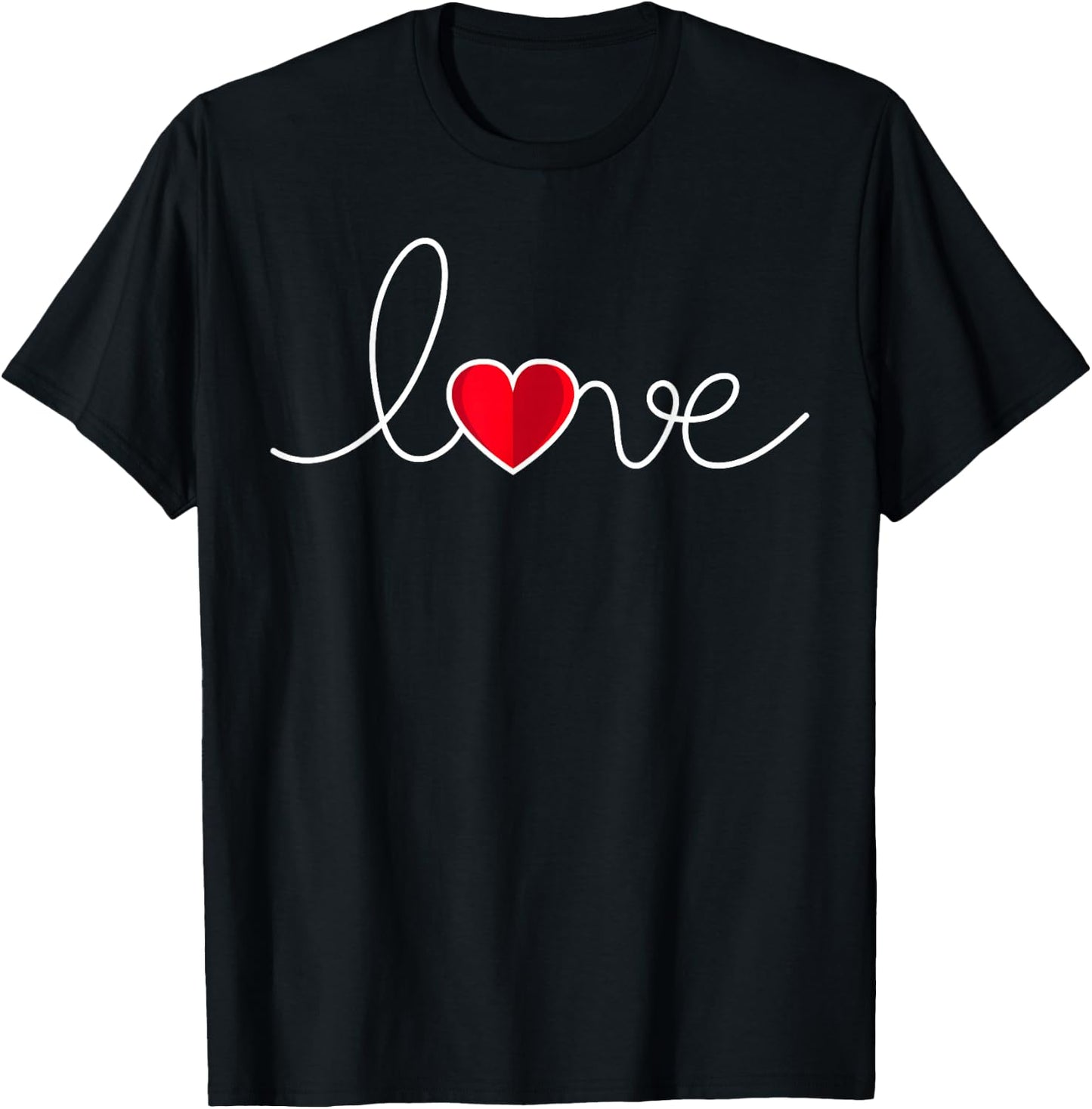 Valentines Day Red Love Heart Cute V-day Men Women Girl boys T-Shirt - T-Shirt | Black