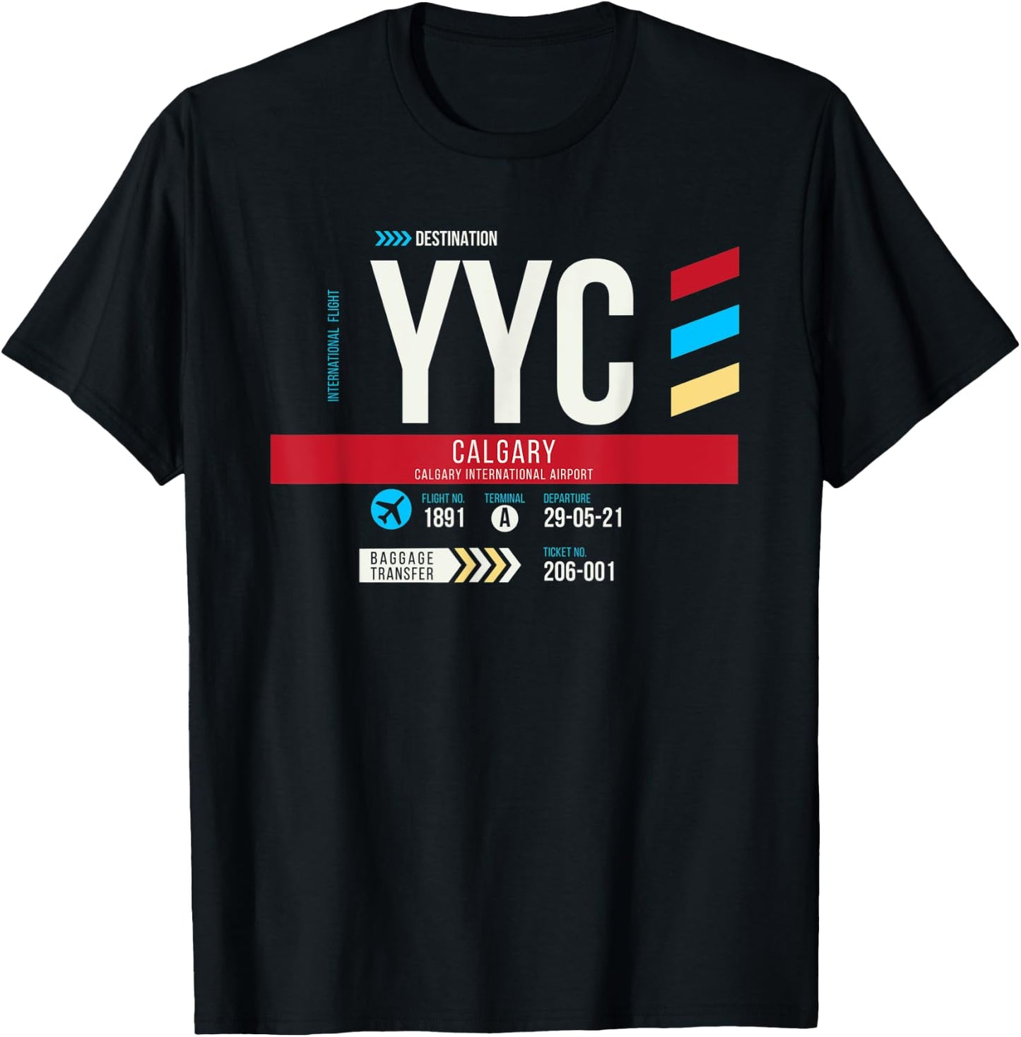 Vintage Calgary YYC Airport Code Travel Day Retro Air Travel T-Shirt - T-Shirt | Black