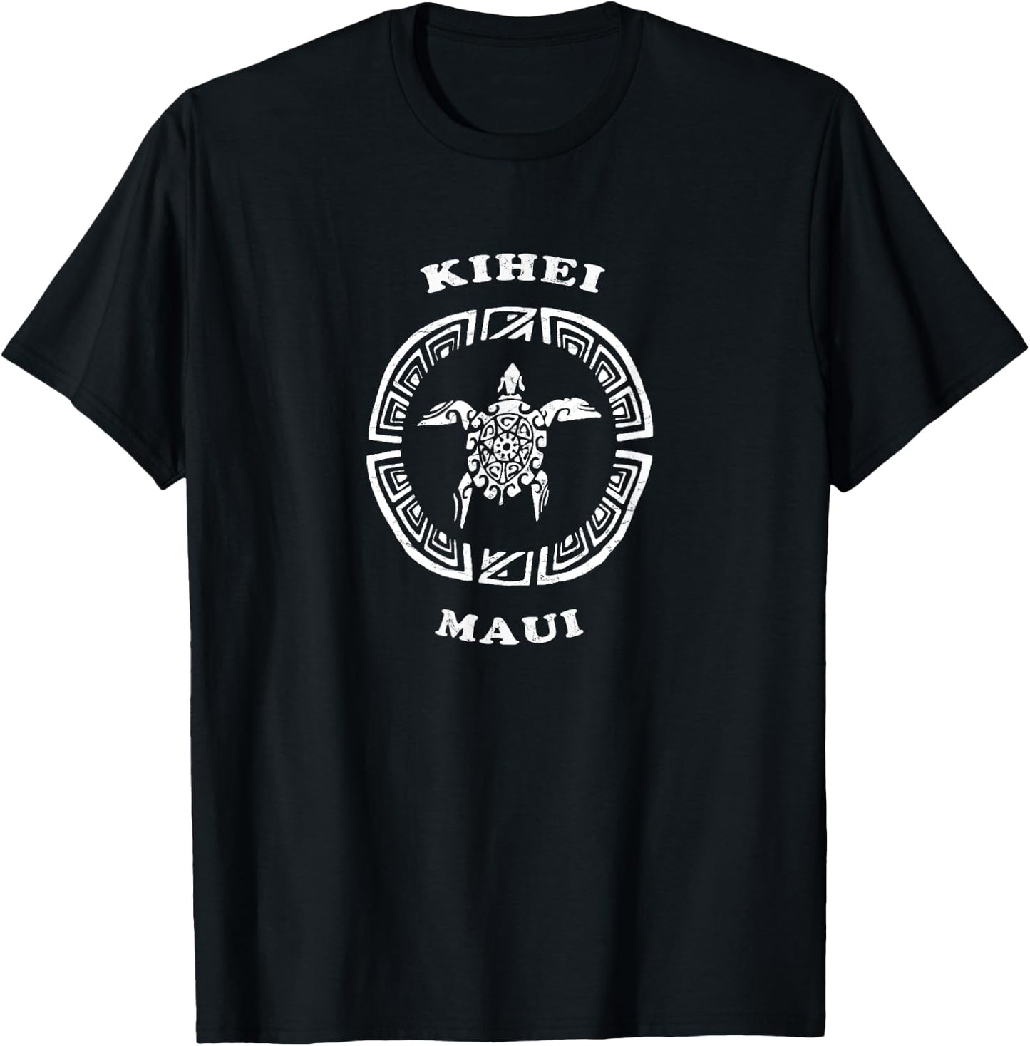 Kihei Maui, Hawaii Vintage Tribal Turtle Vacation T-Shirt - T-Shirt | Black