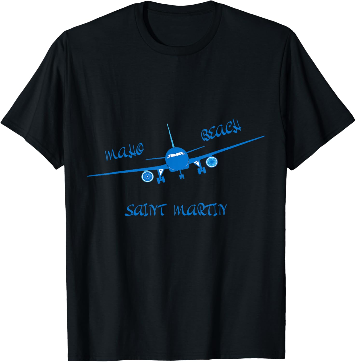 Maho Beach Saint Martin Airplane T-Shirt - T-Shirt | Black