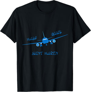 Maho Beach Saint Martin Airplane T-Shirt - T-Shirt | Black