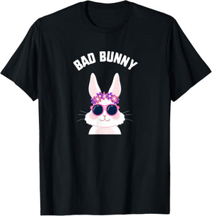 Easter Bad Bunny Sunglasses Kids Candy Spring Bunny Gift T-Shirt - T-Shirt | Black