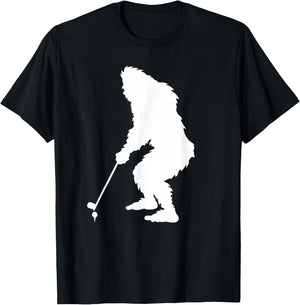 Sasquatch Golf Funny Bigfoot Playing Golf Gool Golfer Player T-Shirt - T-Shirt | Black