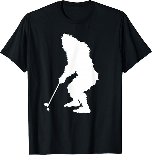 Sasquatch Golf Funny Bigfoot Playing Golf Gool Golfer Player T-Shirt - T-Shirt | Black