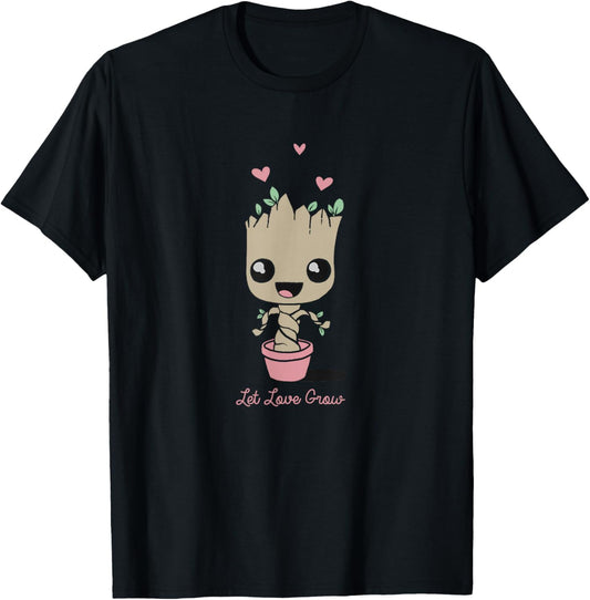 Marvel Valentine's Day Groot Let Love Grow T-Shirt - T-Shirt | Black