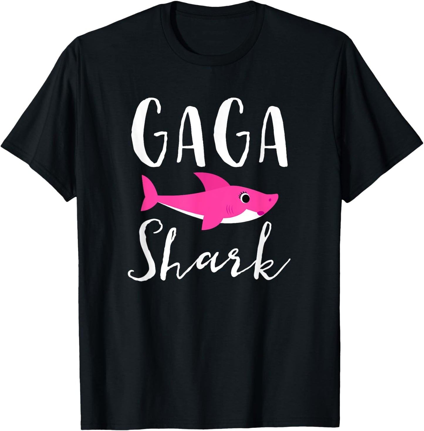 Gaga Shark Grandma Grandmother Pink Shark Graphic T-Shirt - T-Shirt | Black