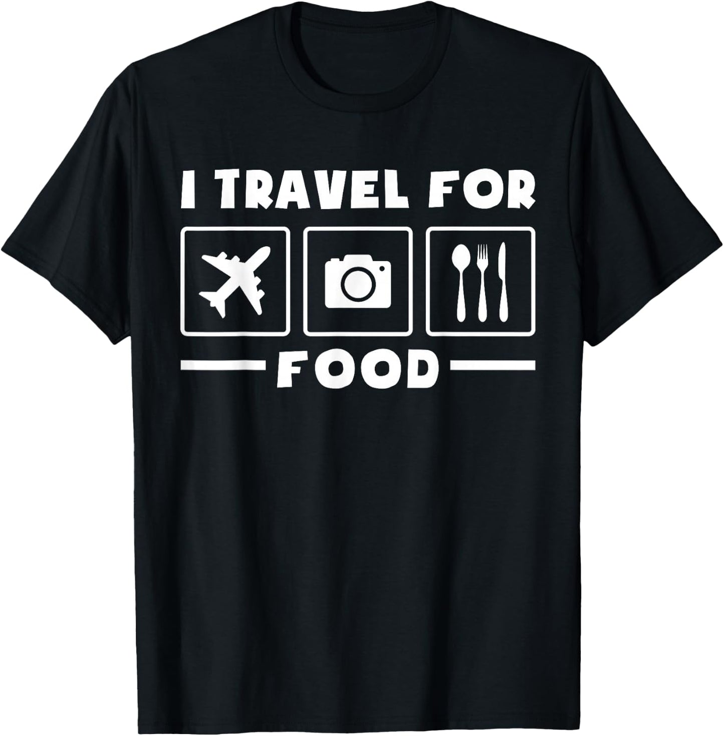 Traveler Flight Vacation Trip I Travel For Food Watercolor T-Shirt - T-Shirt | Black