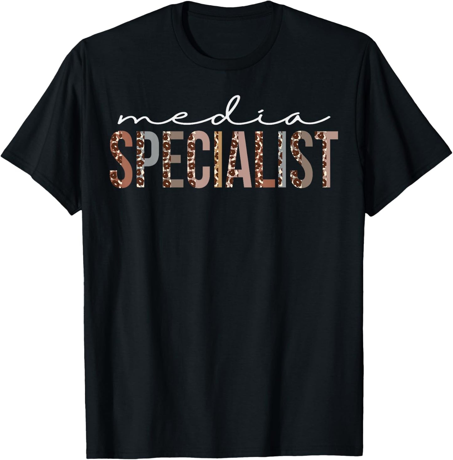 Media Specialist Leopard Appreciation For Work T-Shirt - T-Shirt | Black