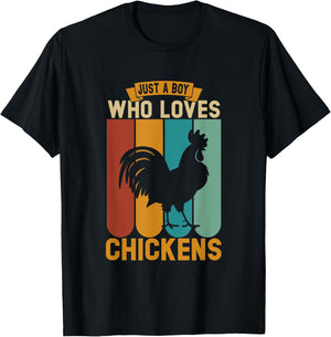 Just a boy who loves chickens T-Shirt - T-Shirt | Black