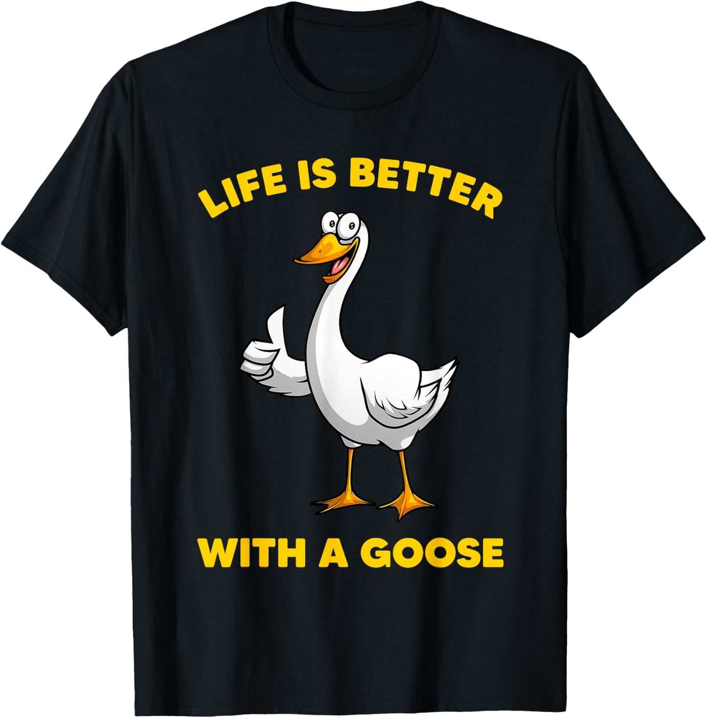 Cute Goose Design Women Toddler Grey White Goose Fan T-Shirt - T-Shirt | Black