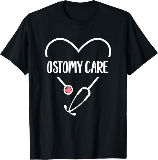 Love Nurse Heart Ostomy Care WOCN Certified Nurse T-Shirt - T-Shirt | Black