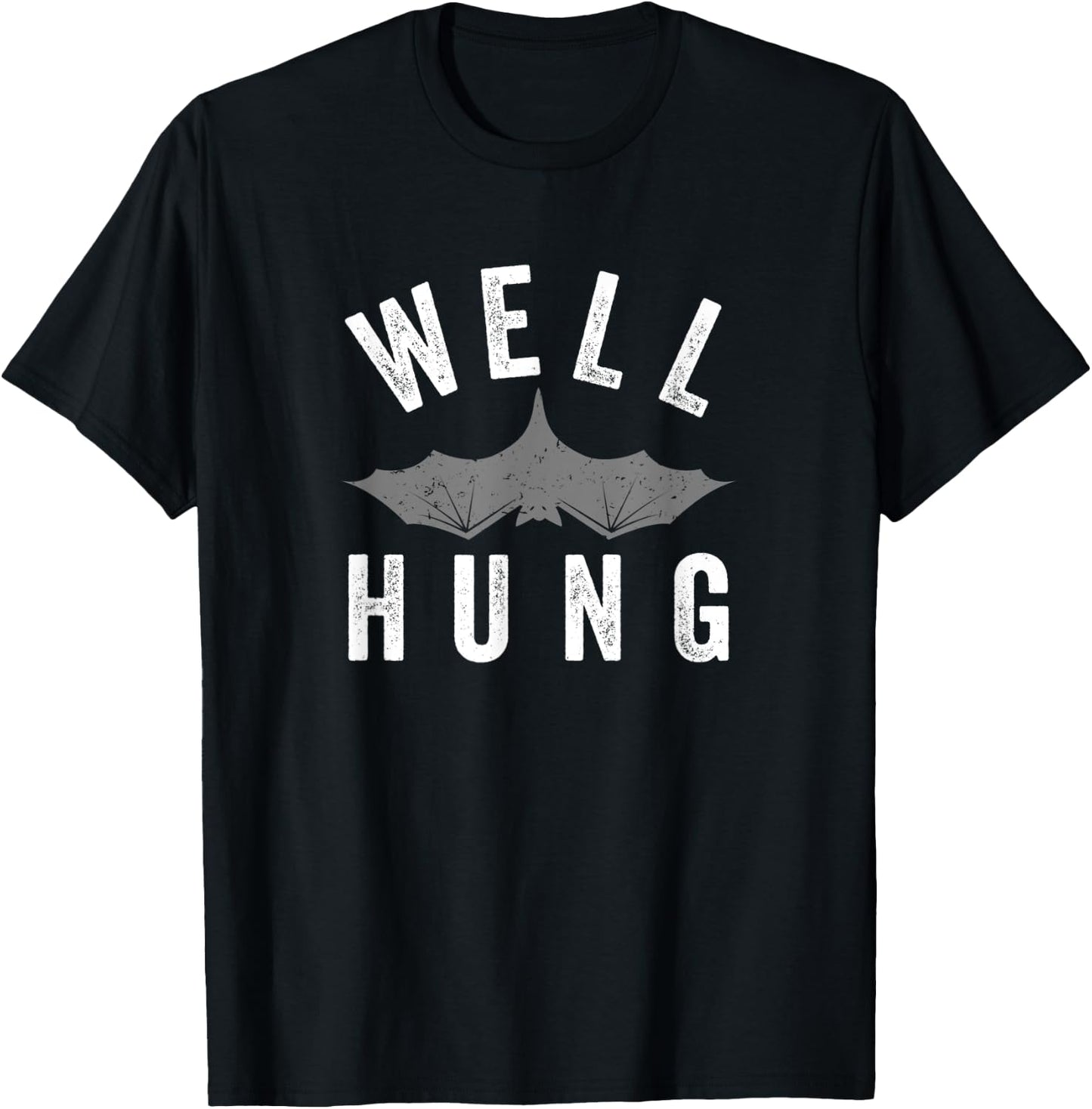 Well Hung, Funny Hanging Upside Down Bat Offensive Halloween T-Shirt - T-Shirt | Black