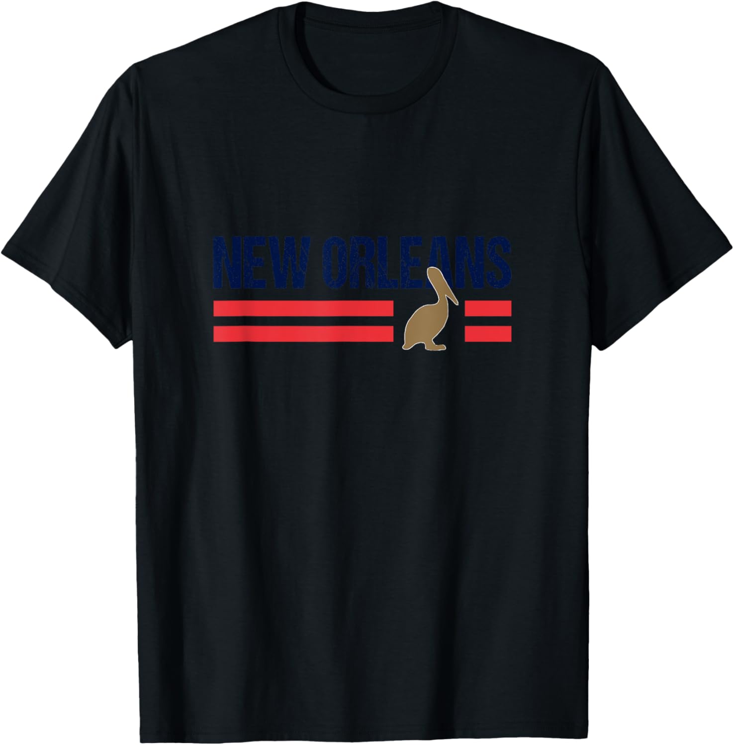 Pelican Retro Stripes New Orleans Vintage New Orleans Local T-Shirt - T-Shirt | Black