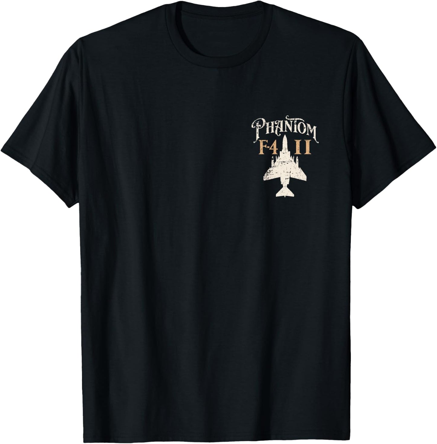 F-4 Phantom II Military Fighter Jet Distressed Design T-Shirt - T-Shirt | Black