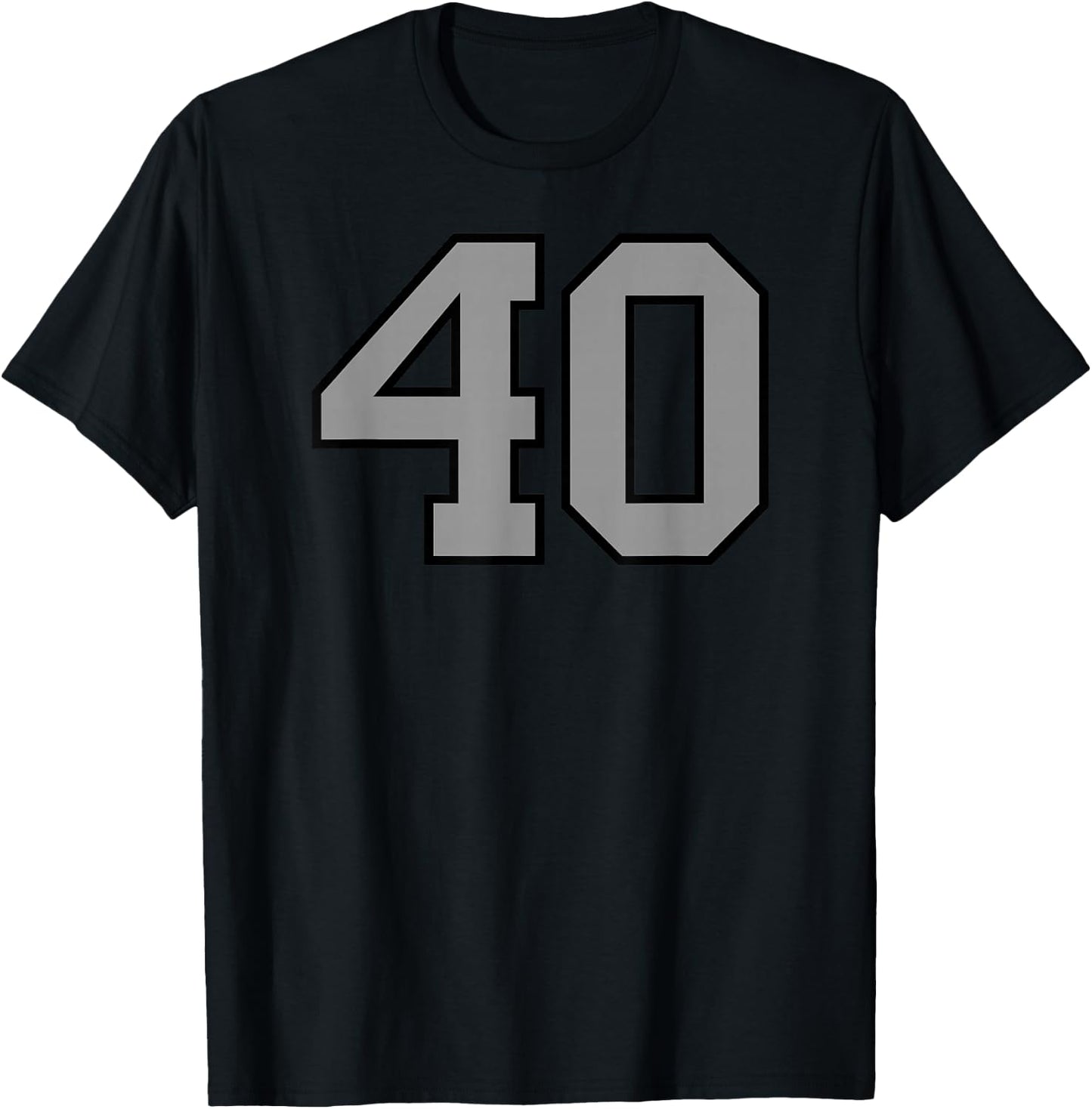 Black Silver Sports Team Number 40 T-Shirt - T-Shirt | Black
