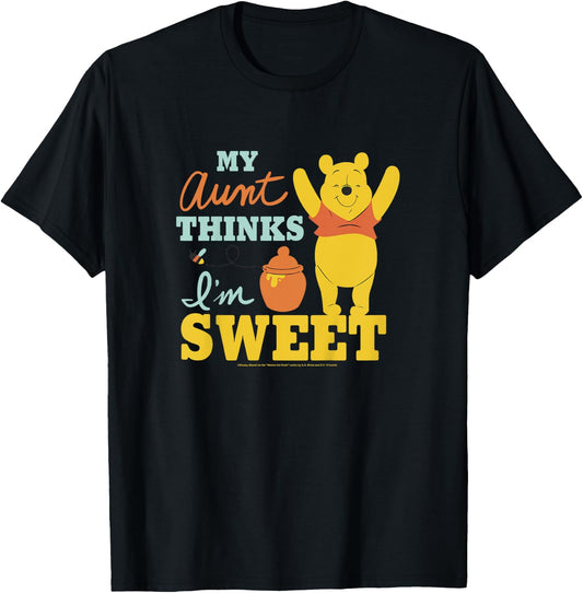Disney Winnie The Pooh My Aunt Thinks I'm Sweet T-Shirt - T-Shirt | Black