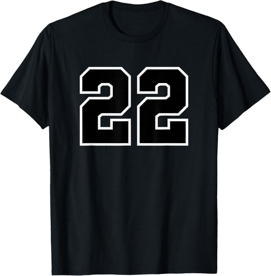 Number #22 Sport Black Number T-Shirt - T-Shirt | Black