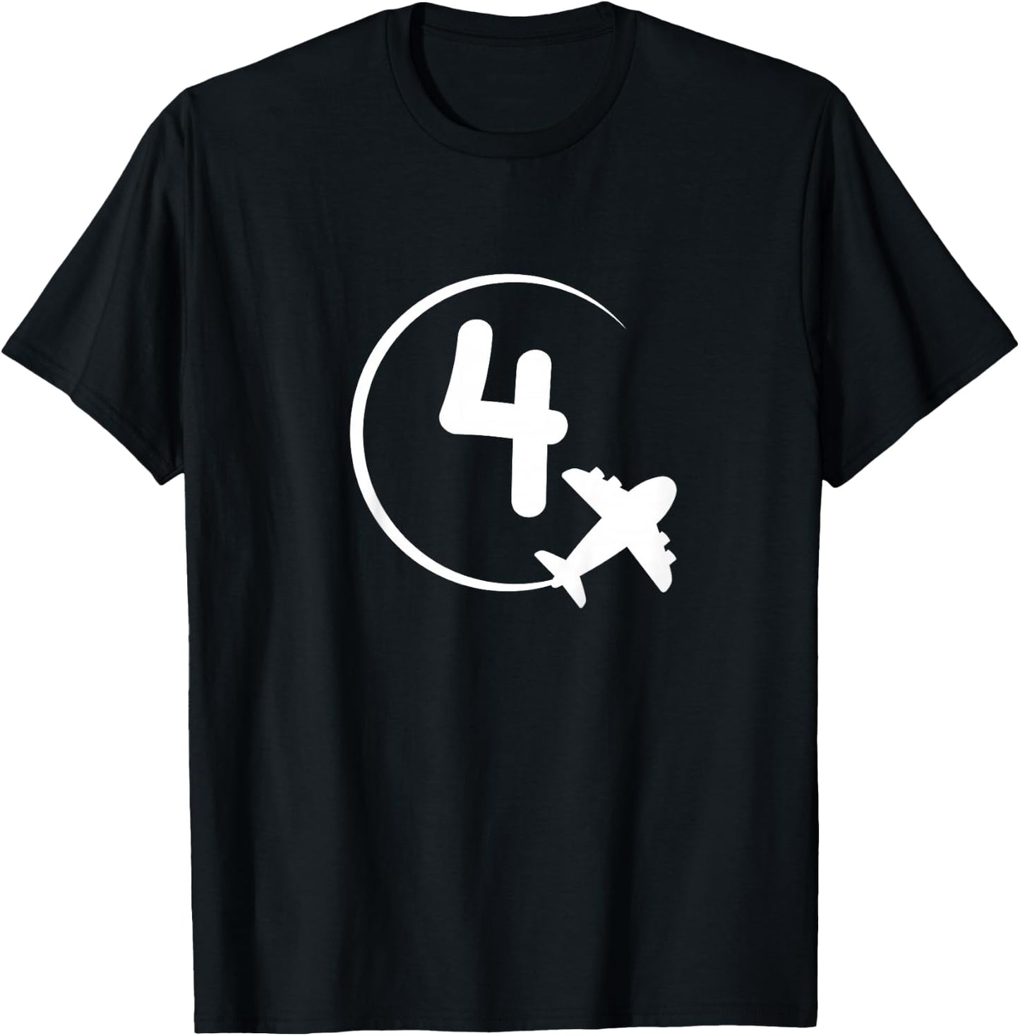 Kids Four 4 year old birthday Airplane shirt. Boy 4th birthday T-Shirt - T-Shirt | Black