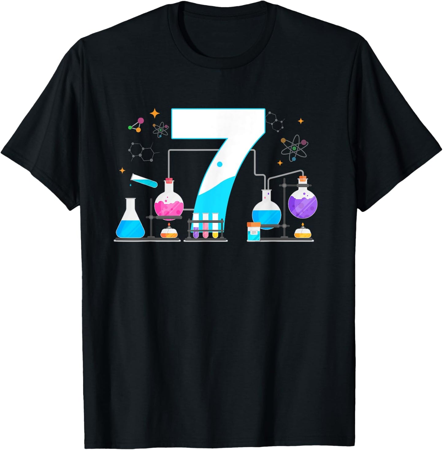 7 Year Old Kids Scientist 7th Birthday Kids Science T-Shirt - T-Shirt | Black