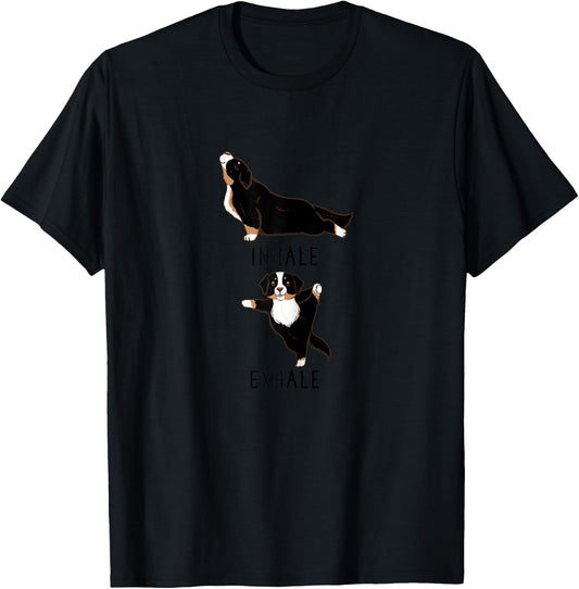 Inhale Exhale Bernese Mountain Dog Yoga Women T-Shirt - T-Shirt | Black