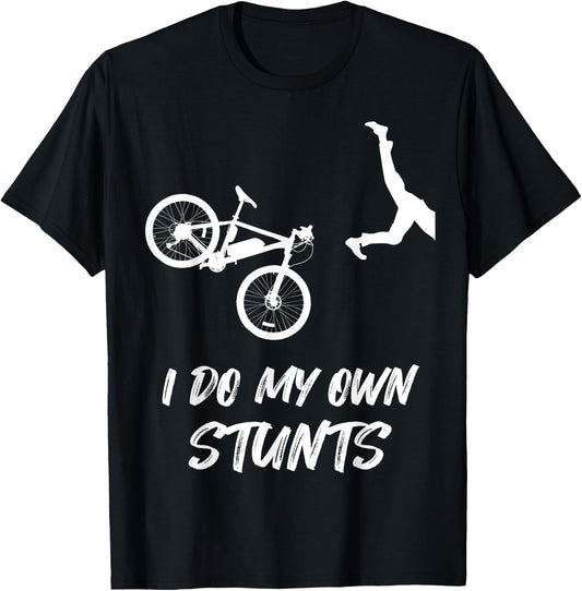 I Do My Own Stunts Funny Mountain Bike Accident Broken Cast T-Shirt - T-Shirt | Black