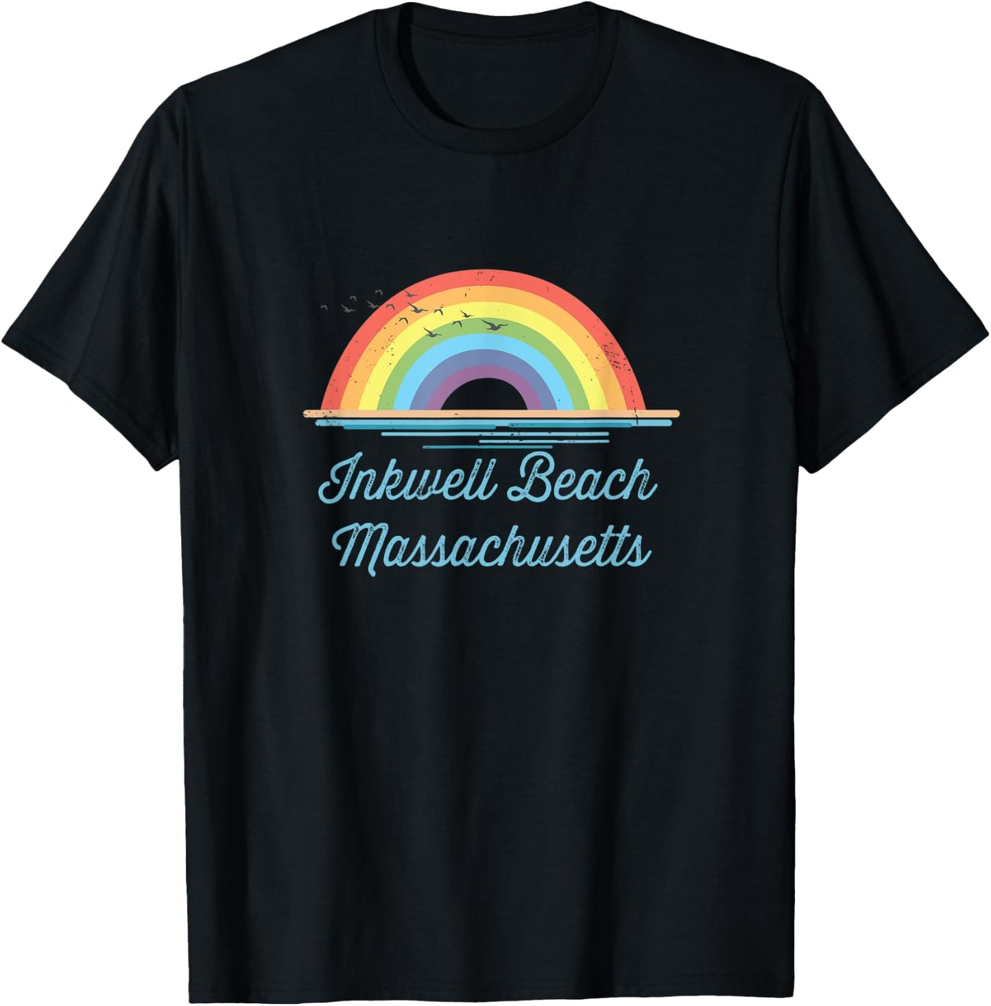 Inkwell Beach Massachusetts Souvenir Graphic Women Kids T-Shirt - T-Shirt | Black