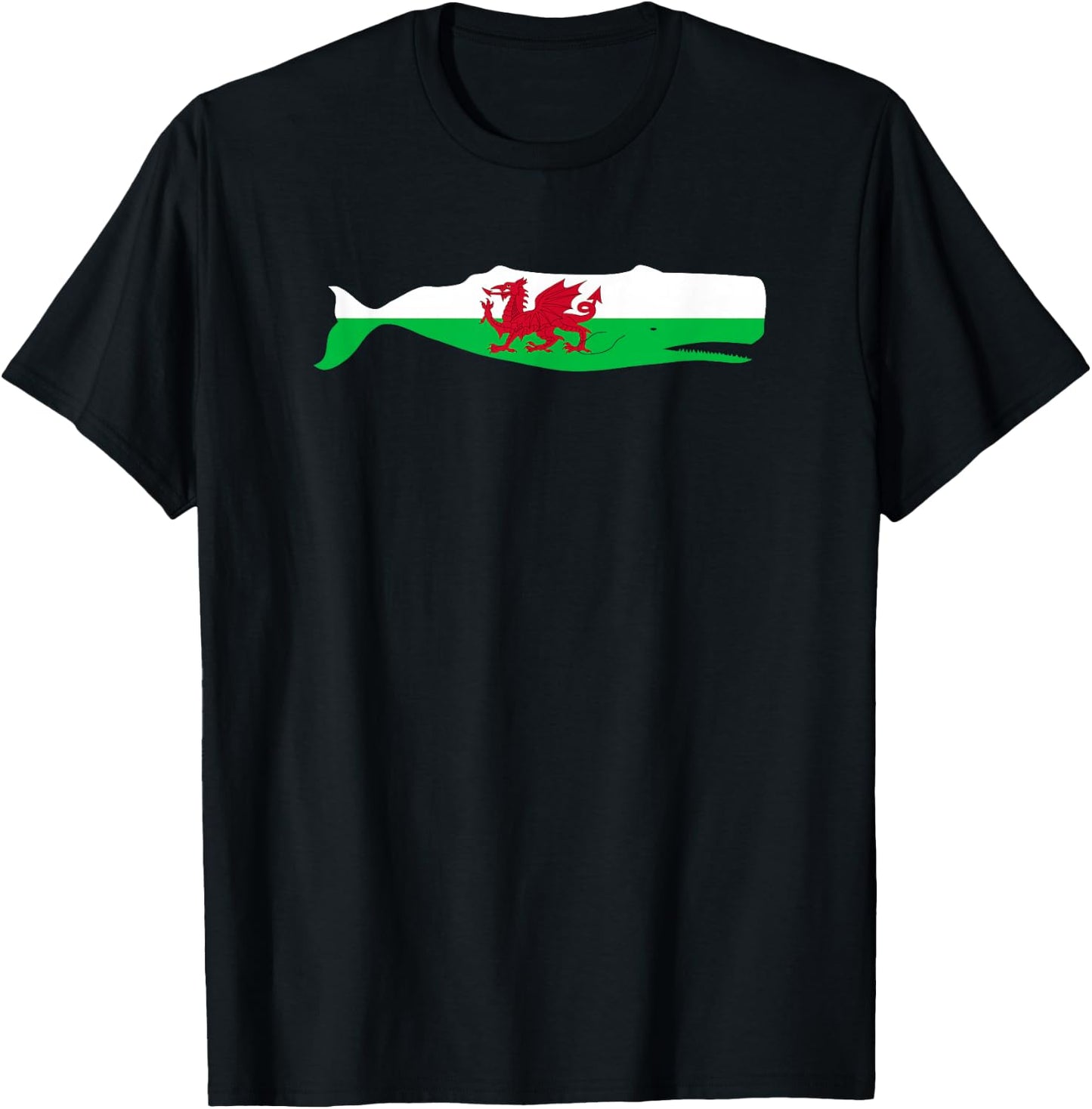 Funny Whale Wales Flag Pun for Welsh American Whales Lover T-Shirt - T-Shirt | Black