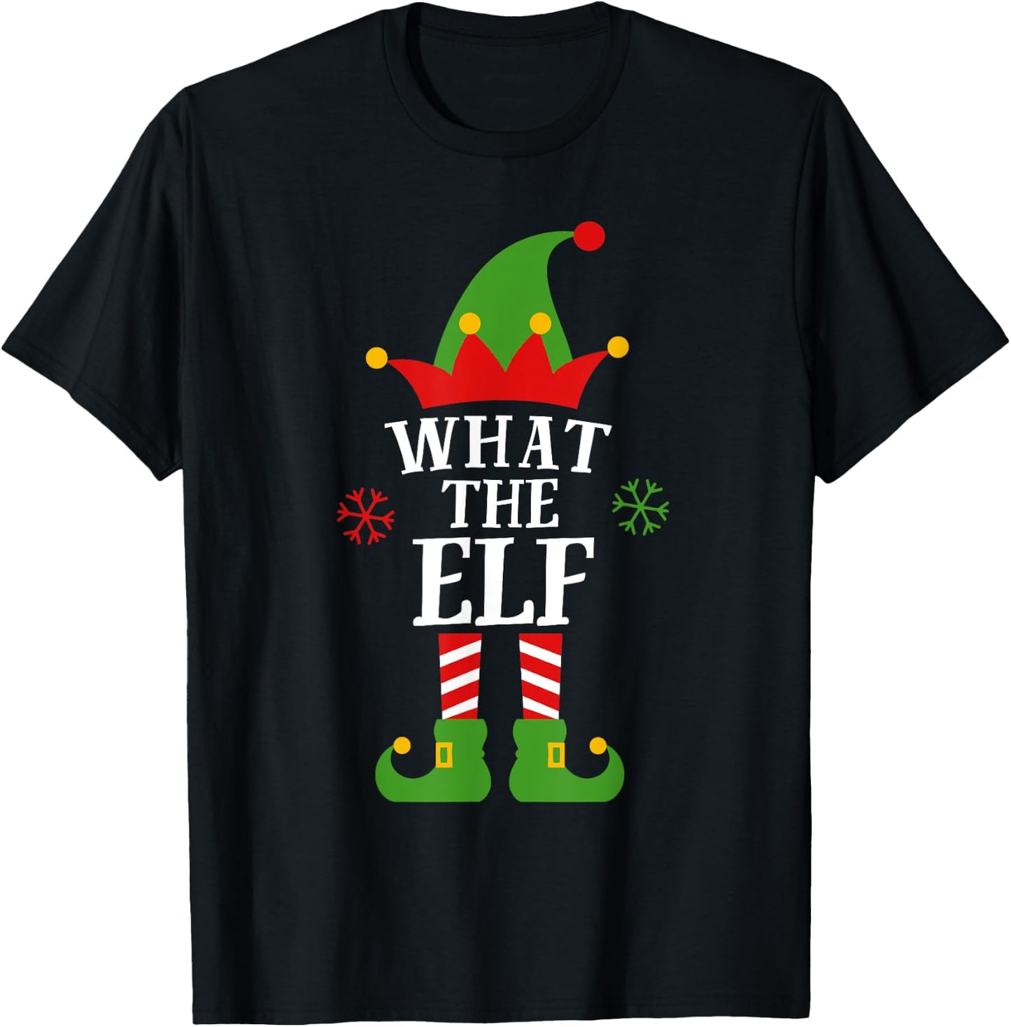 What The Elf Funny Matching Family Group Christmas Pajama T-Shirt - T-Shirt | Black