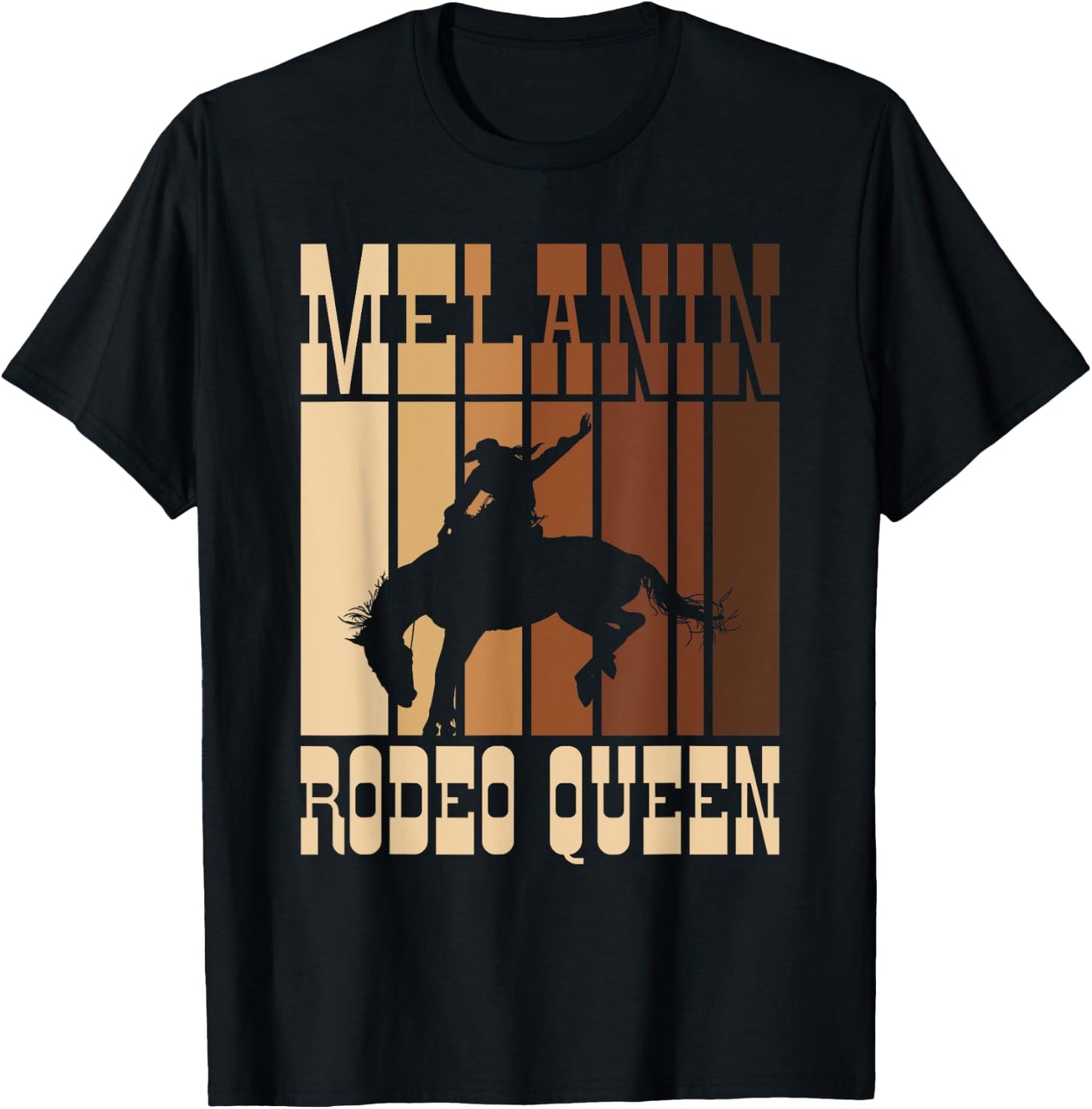 Bronc Riding Melanin Rodeo Queen African American Cowgirl T-Shirt - T-Shirt | Black