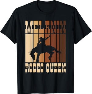 Bronc Riding Melanin Rodeo Queen African American Cowgirl T-Shirt - T-Shirt | Black