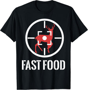 Whitetail Buck Funny Deer Hunting Season Fast Food Hunter T-Shirt - T-Shirt | Black