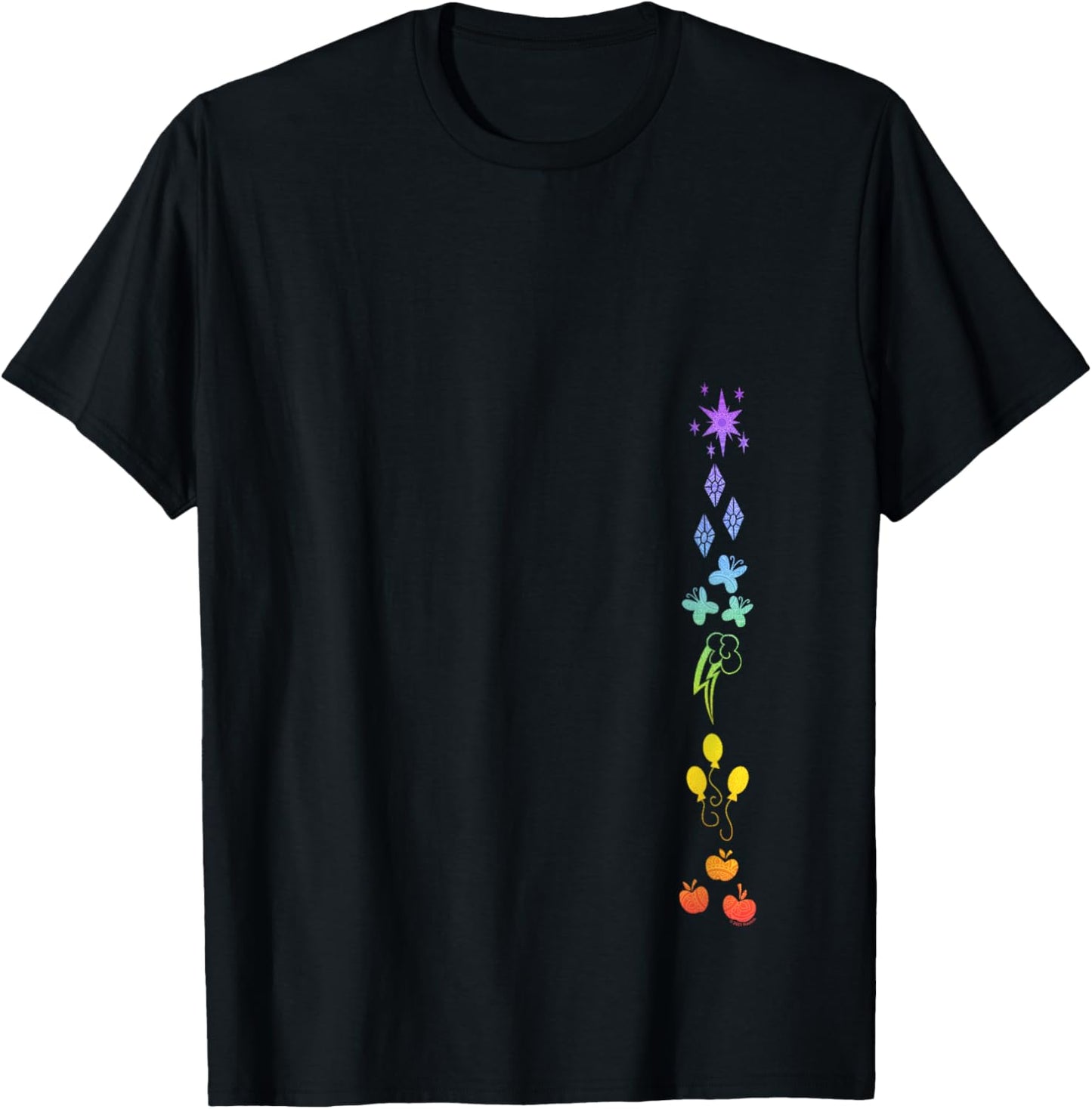 My Little Pony: Friendship Is Magic Rainbow Ponies Aligned V-Neck T-Shirt - T-Shirt | Black
