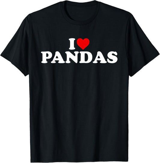 I Love Pandas - Heart T-Shirt - T-Shirt | Black