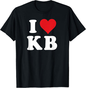 I Love KB Initials I Heart K.B. First Last Name K B T-Shirt - T-Shirt | Black