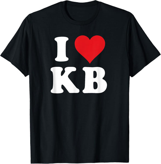 I Love KB Initials I Heart K.B. First Last Name K B T-Shirt - T-Shirt | Black