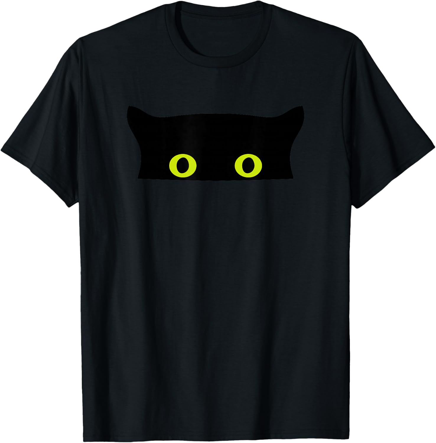 Funny Animal Black Cat Face Peeking Eyes T-Shirt - T-Shirt | Black