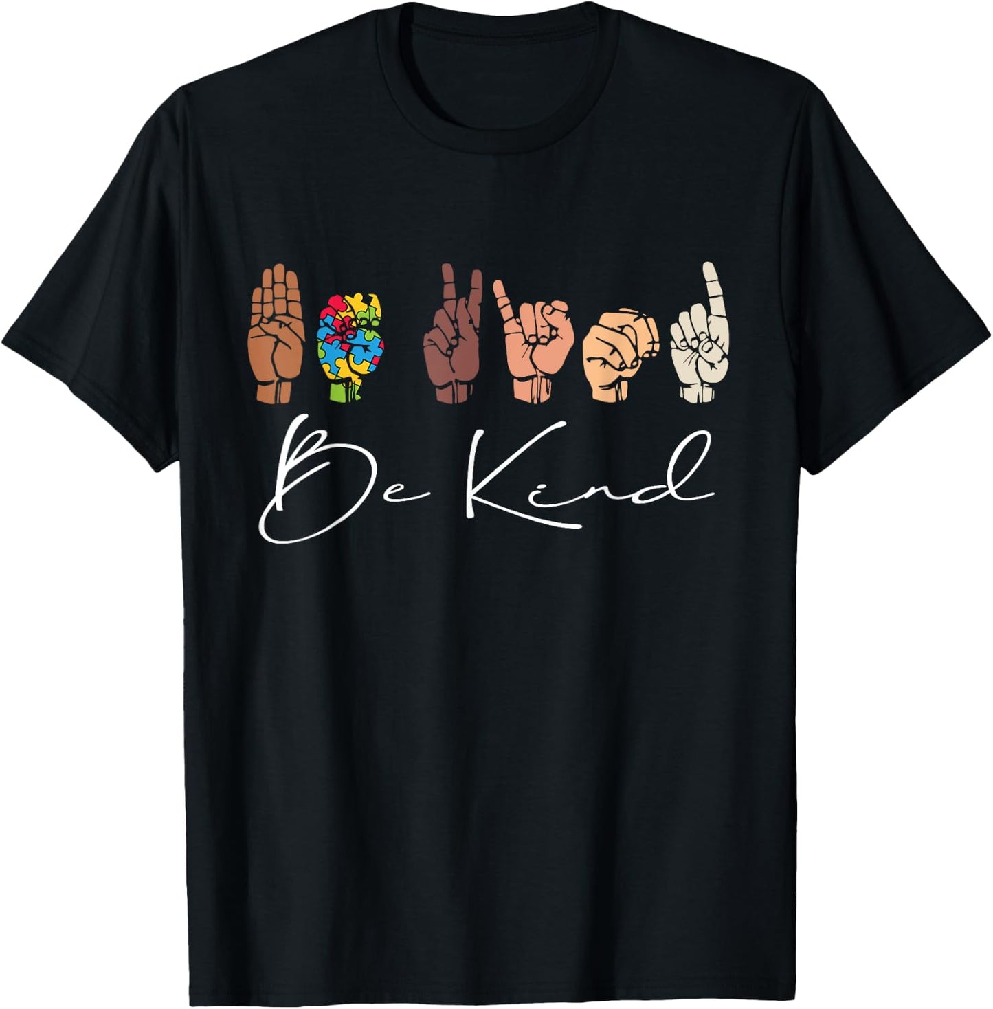 Be Kind, Teachers Interpreter ASL Sign Language Hand Talking Women Girls Kids T-Shirt - T-Shirt | Black