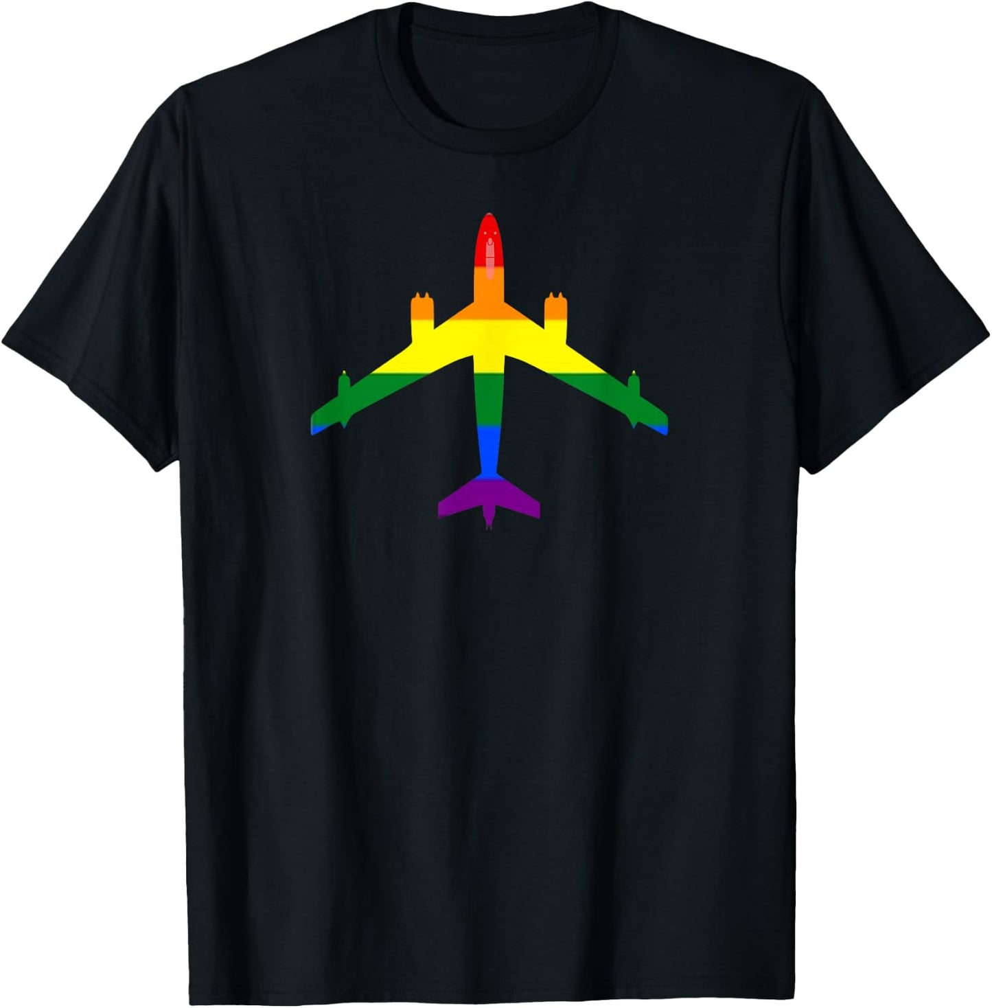 Rainbow Pride LGBT Airplane Gay Pilot Shirt T-Shirt - T-Shirt | Black