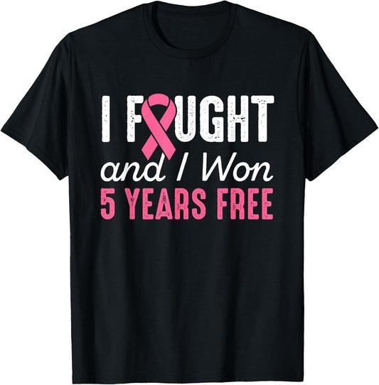 Breast Cancerversary 5 Years Breast Cancer Free Shirt Gift T-Shirt - T-Shirt | Black